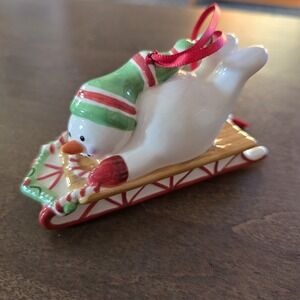 Longaberger BLUSTER SLEDDING‎ ORNAMENT Christmas Tree Holiday Snowman